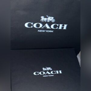 New Coach Black Box and shopping tote with White Logo - New York Carriage Emblem